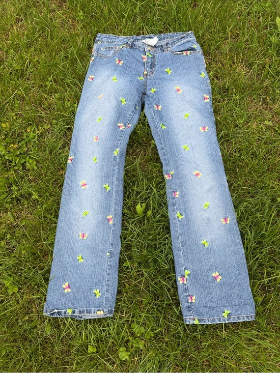 Lilly Pulitzer Denim - Lilly Pulitzer Light Blue Straight-Leg Jeans with Butterfly Embroidered Accents